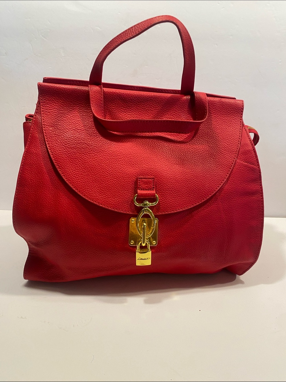 Classic Red Leather Top-Handle Bag with Gold Hardware joy and Iman in brand new